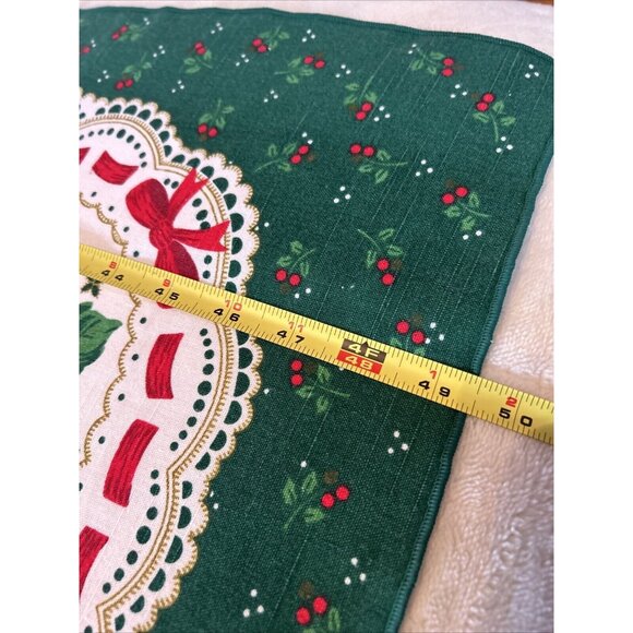 VTG Sunweave Linen Christmas Tablecloth Poinsettias Red & Green 69X49" rectangle - Picture 6 of 8